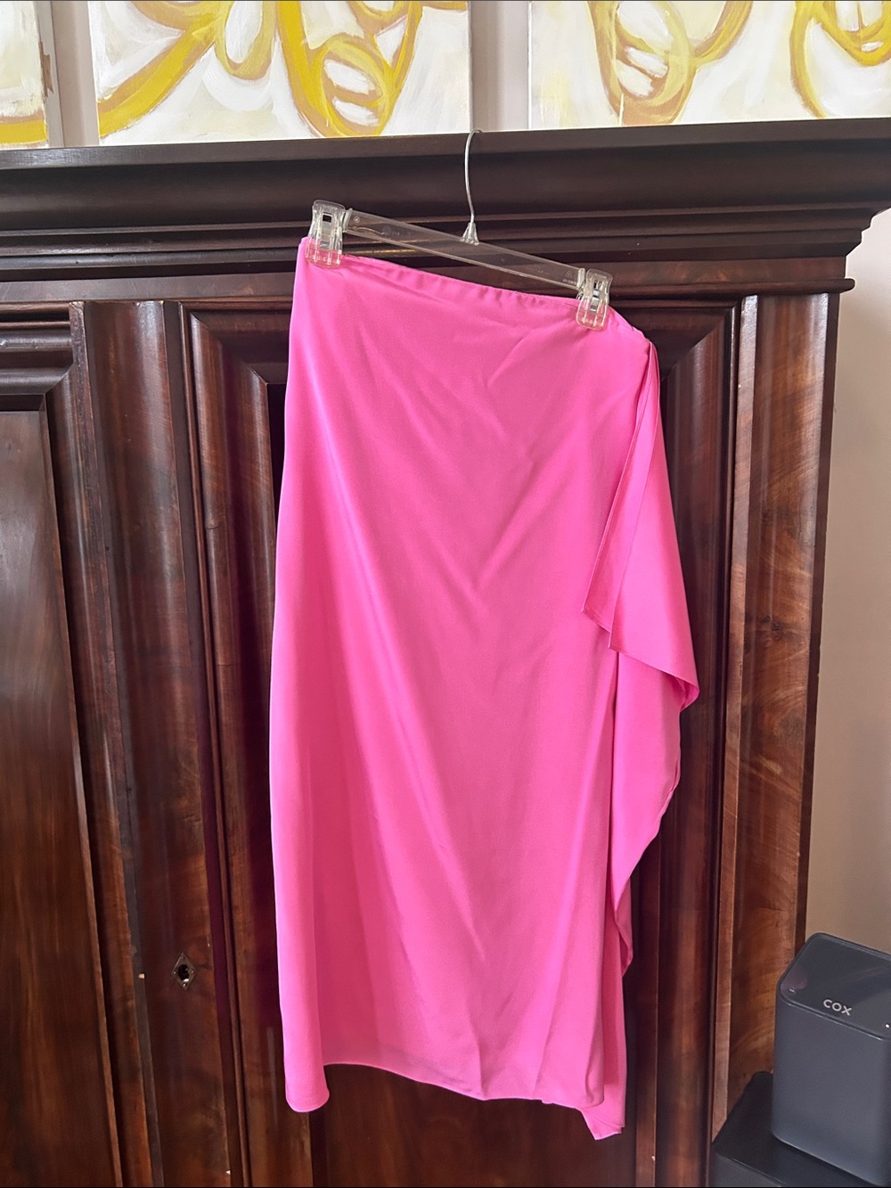 Tibi Hot Pink Asymmetrical Draped Strapless Dress